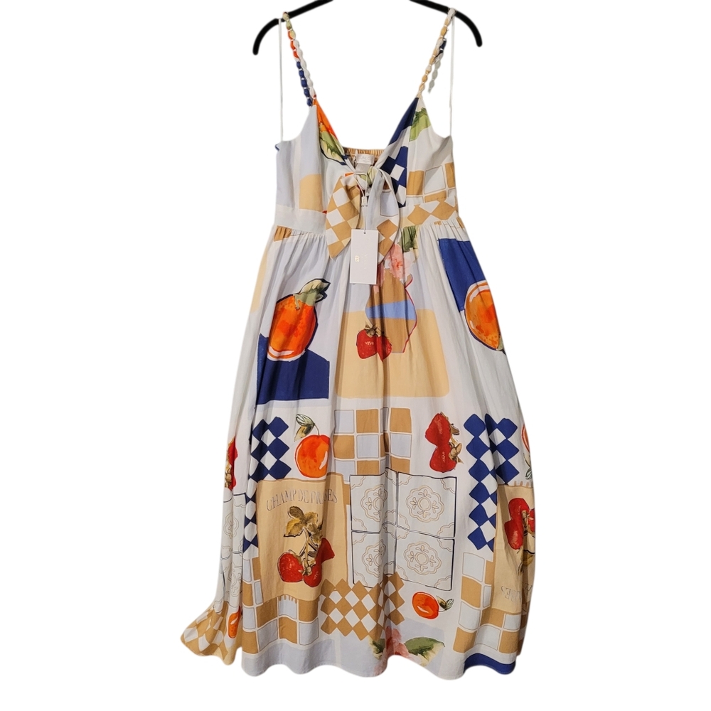 NWT Caroline Constas linen blend French theme maxi dress. - S.       F32 - Picture 2 of 13